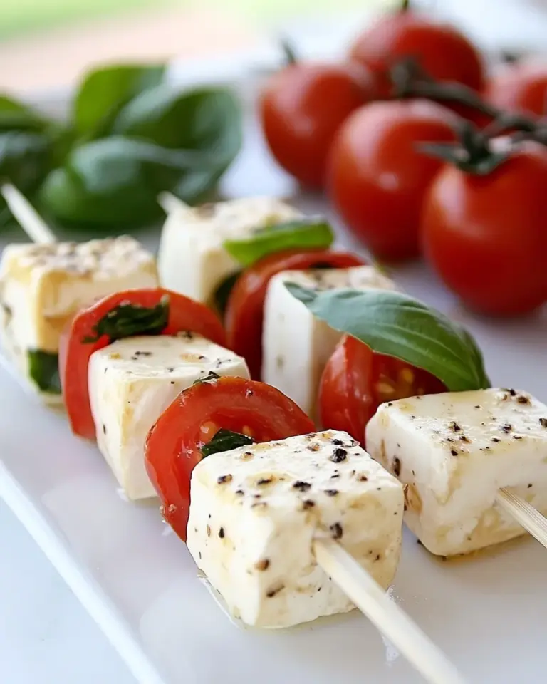 Mozzarella Basil and Tomato Skewers