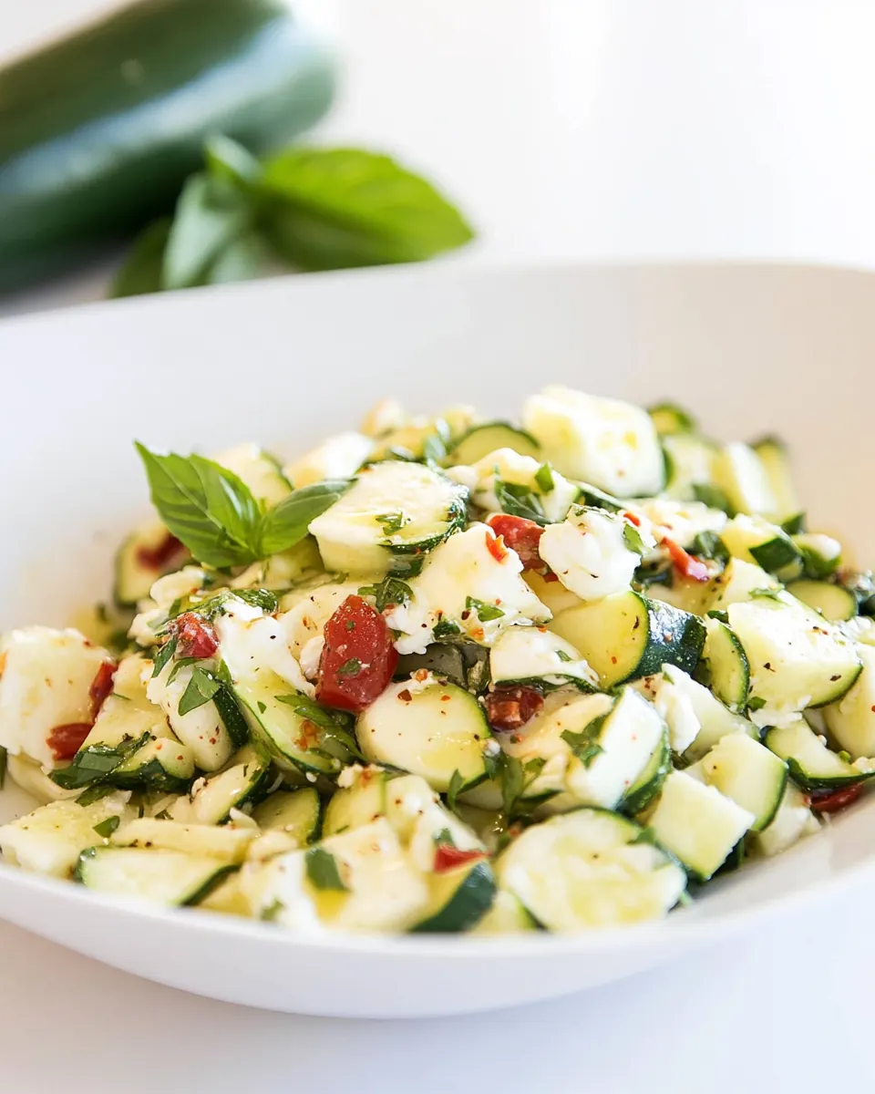 Mozzarella and Spicy Marinated Zucchini Salad