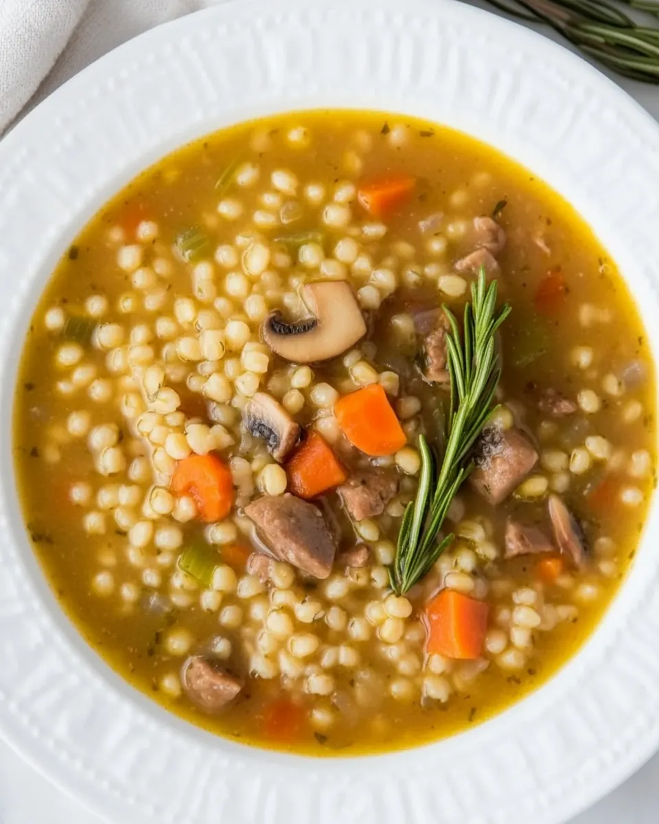Mushroom Barley Soup with Flanken
