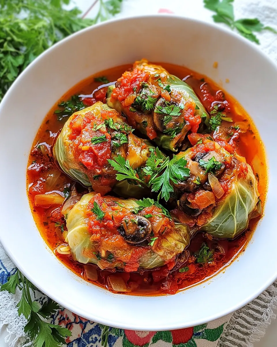 Mushroom Stuffed Cabbage Rolls