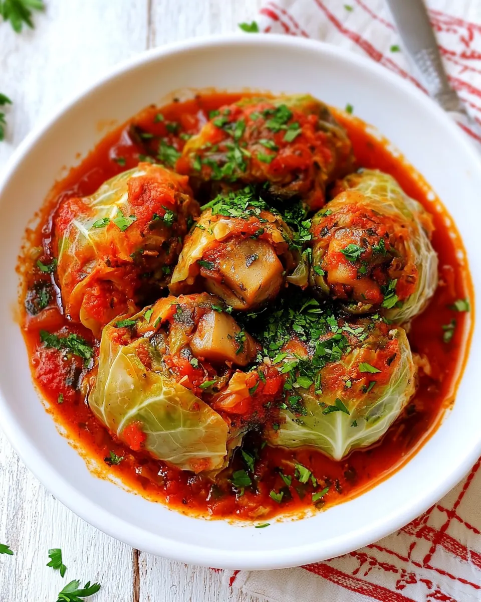 Mushroom Stuffed Cabbage Rolls
