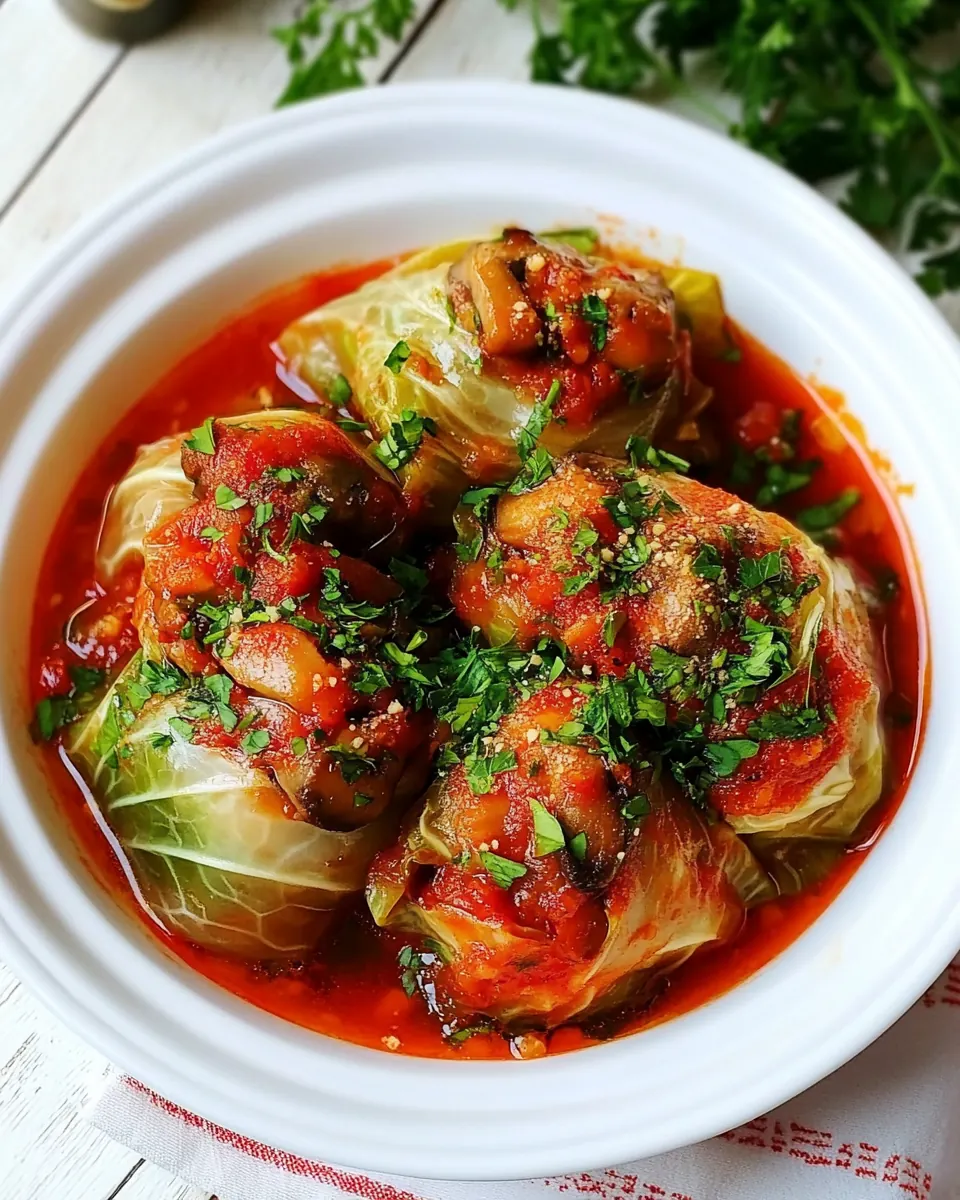 Mushroom Stuffed Cabbage Rolls