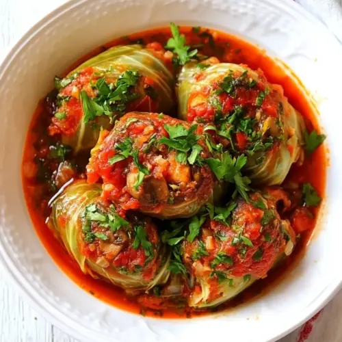 Mushroom Stuffed Cabbage Rolls