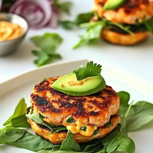 Naked Salmon Burgers with Sriracha Mayo