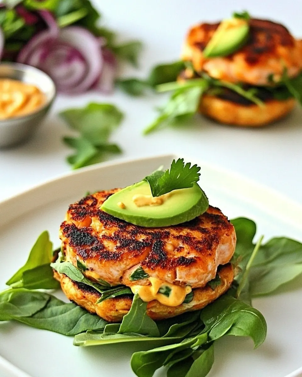 Naked Salmon Burgers with Sriracha Mayo