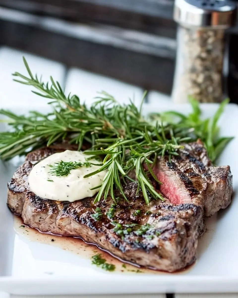 New York Strip Steaks with Horseradish Mustard Sauce