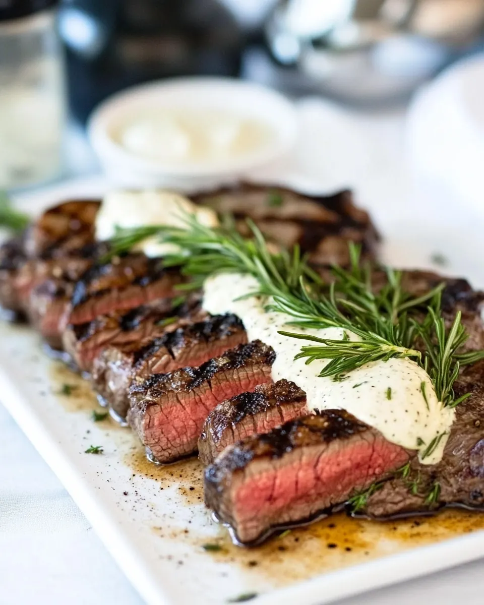 New York Strip Steaks with Horseradish Mustard Sauce