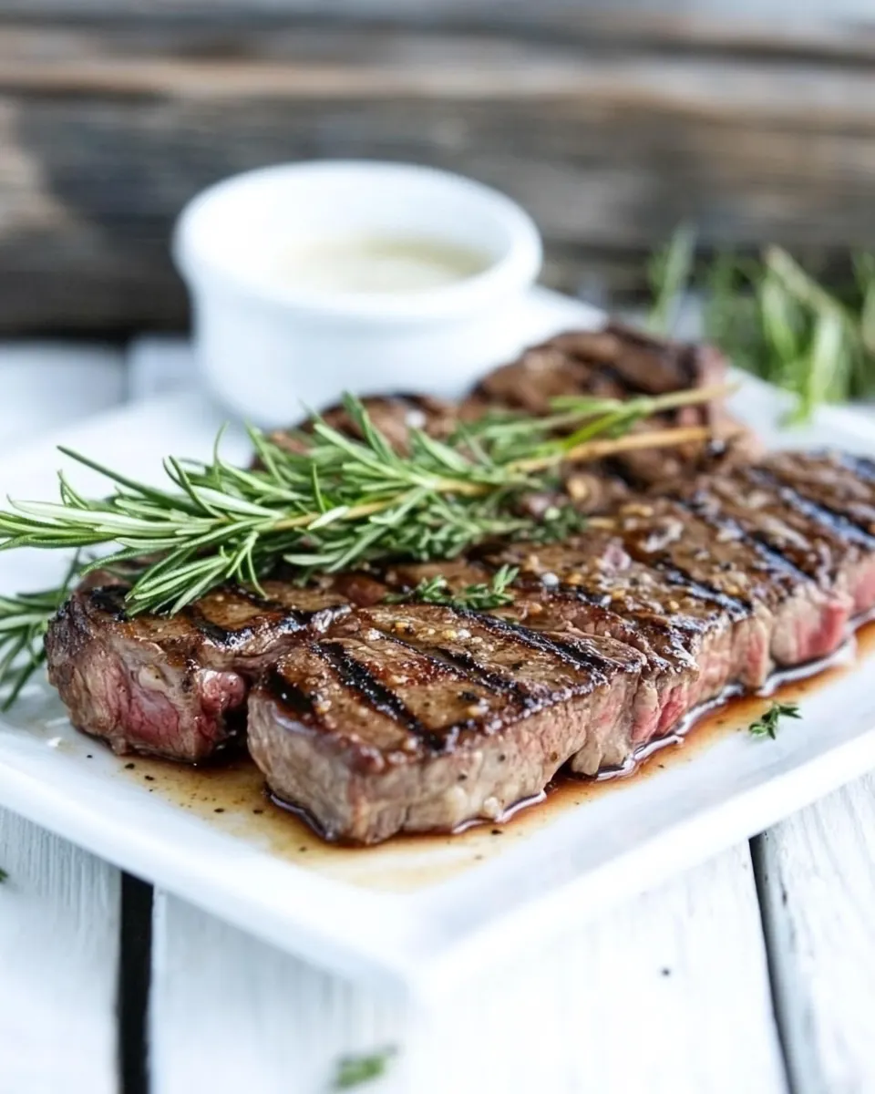 New York Strip Steaks with Horseradish Mustard Sauce