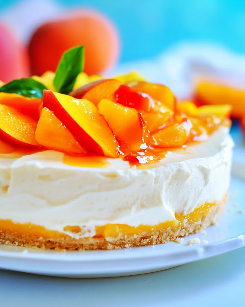 No Bake Peach Cheesecake