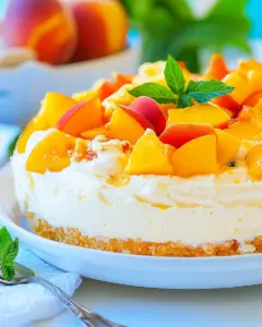 No Bake Peach Cheesecake
