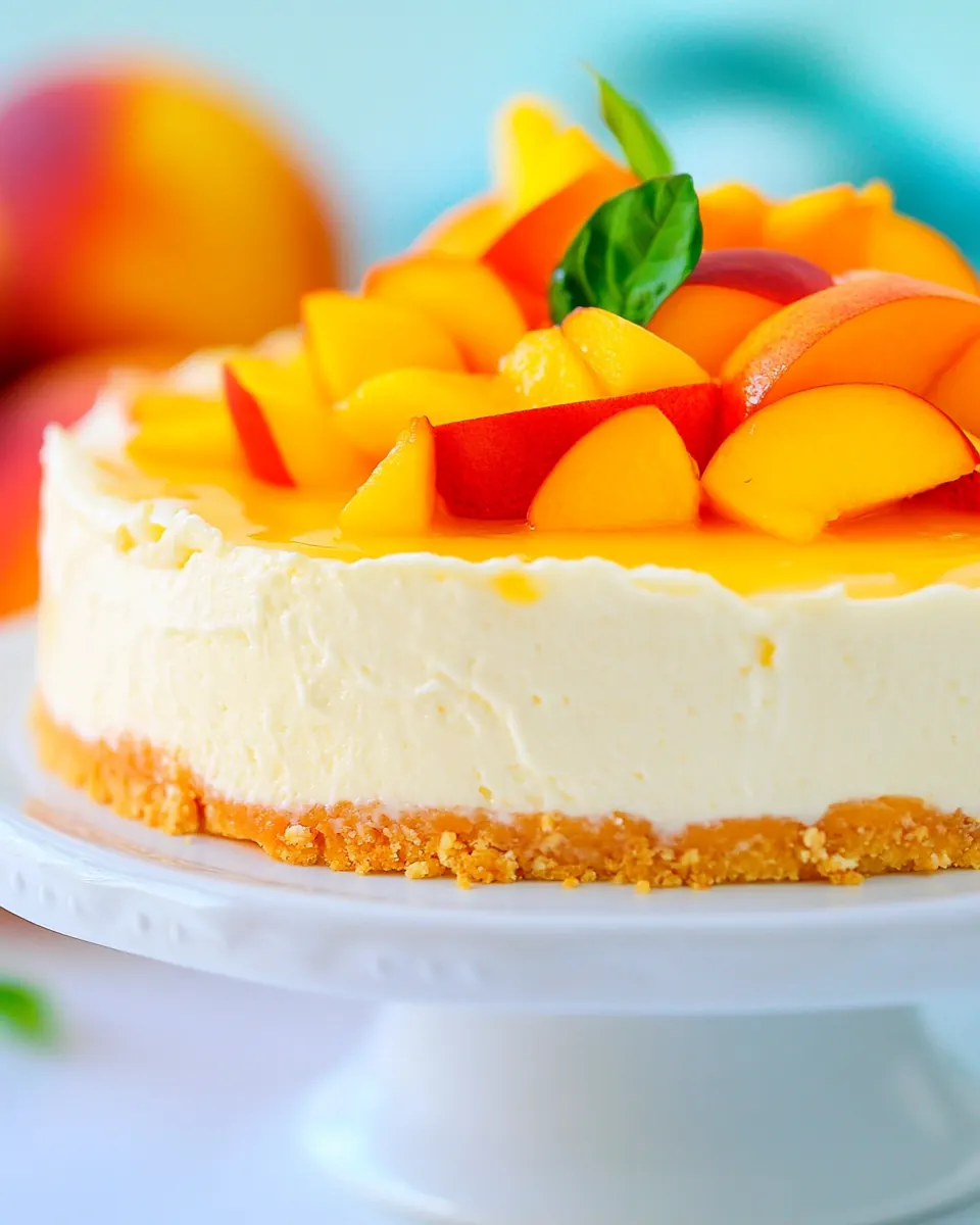 No Bake Peach Cheesecake