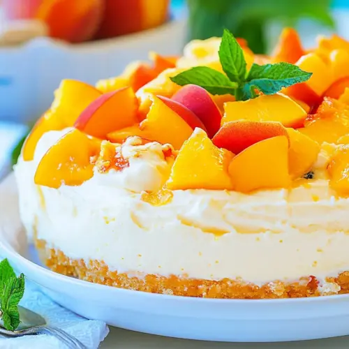 No Bake Peach Cheesecake