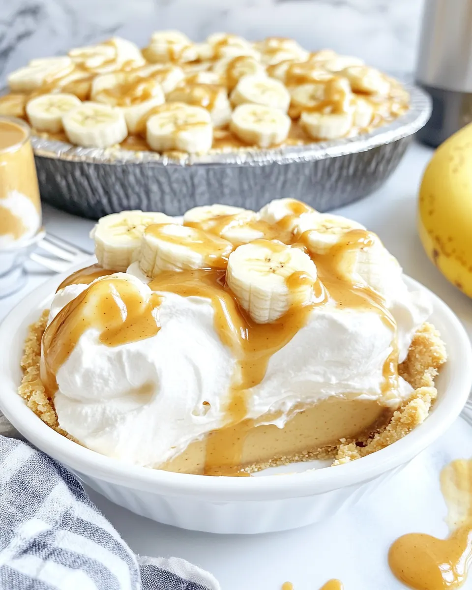 No Bake Peanut Butter Banana Cream Pie