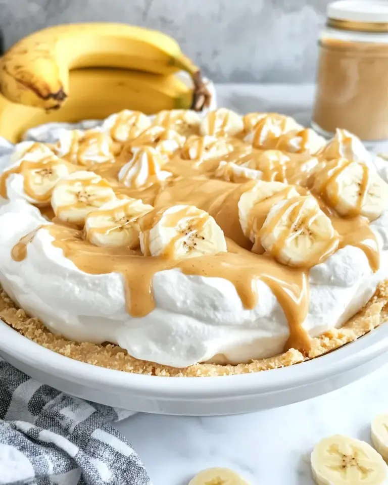 No Bake Peanut Butter Banana Cream Pie
