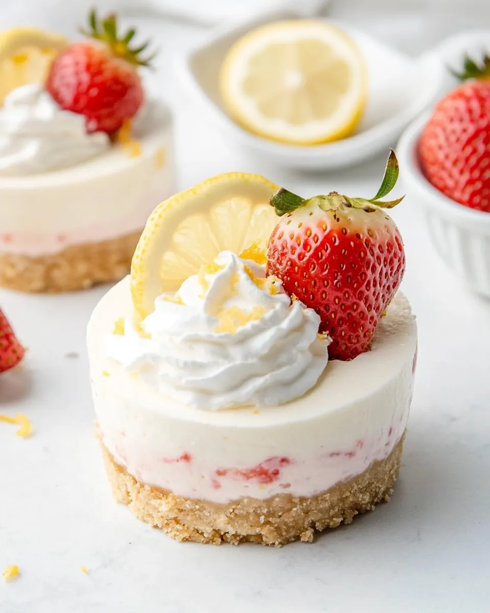 No Bake Strawberry Lemonade Cheesecakes