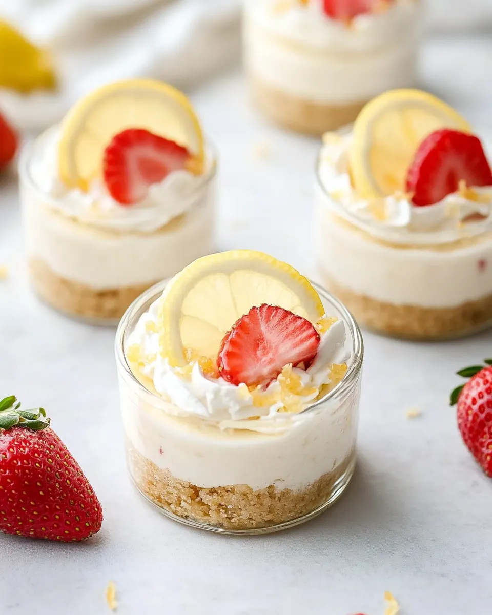 No Bake Strawberry Lemonade Cheesecakes