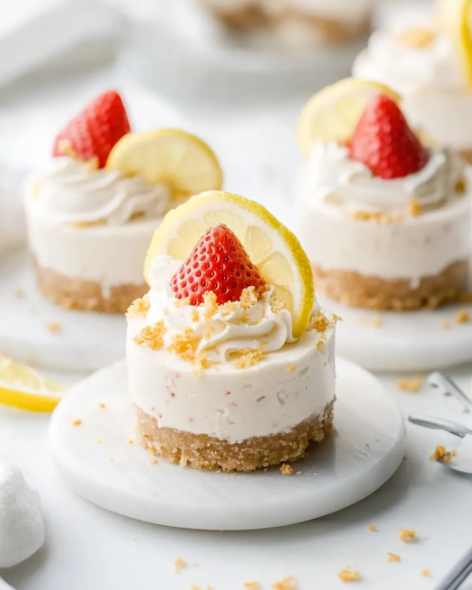 No Bake Strawberry Lemonade Cheesecakes