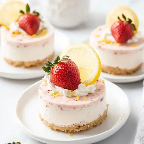 No Bake Strawberry Lemonade Cheesecakes