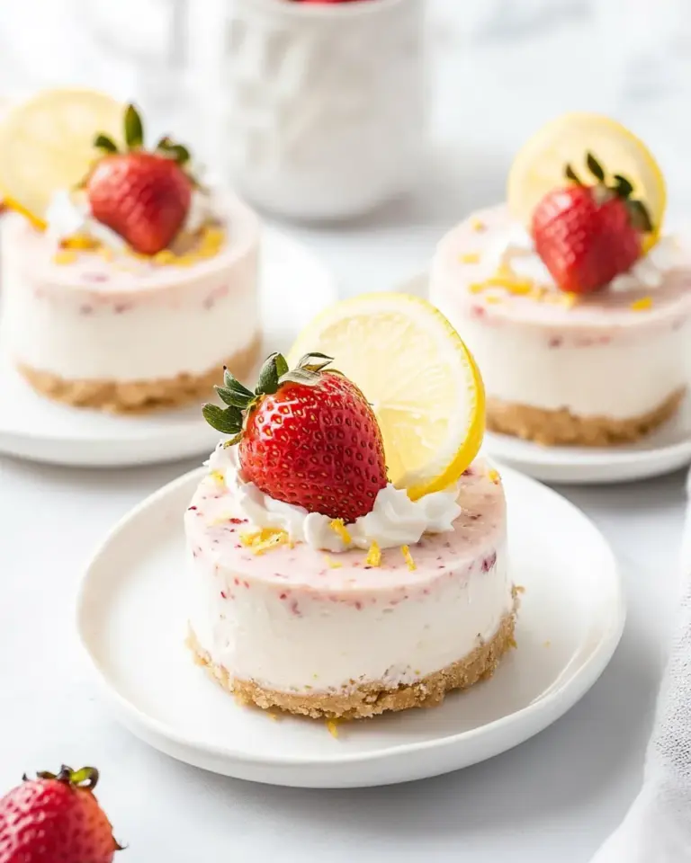 No Bake Strawberry Lemonade Cheesecakes