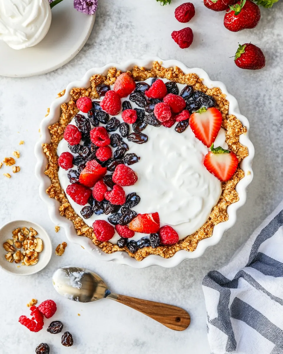 No Bake Yogurt Pie with Date Nut Crust