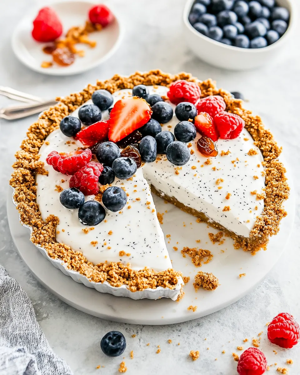 No Bake Yogurt Pie with Date Nut Crust