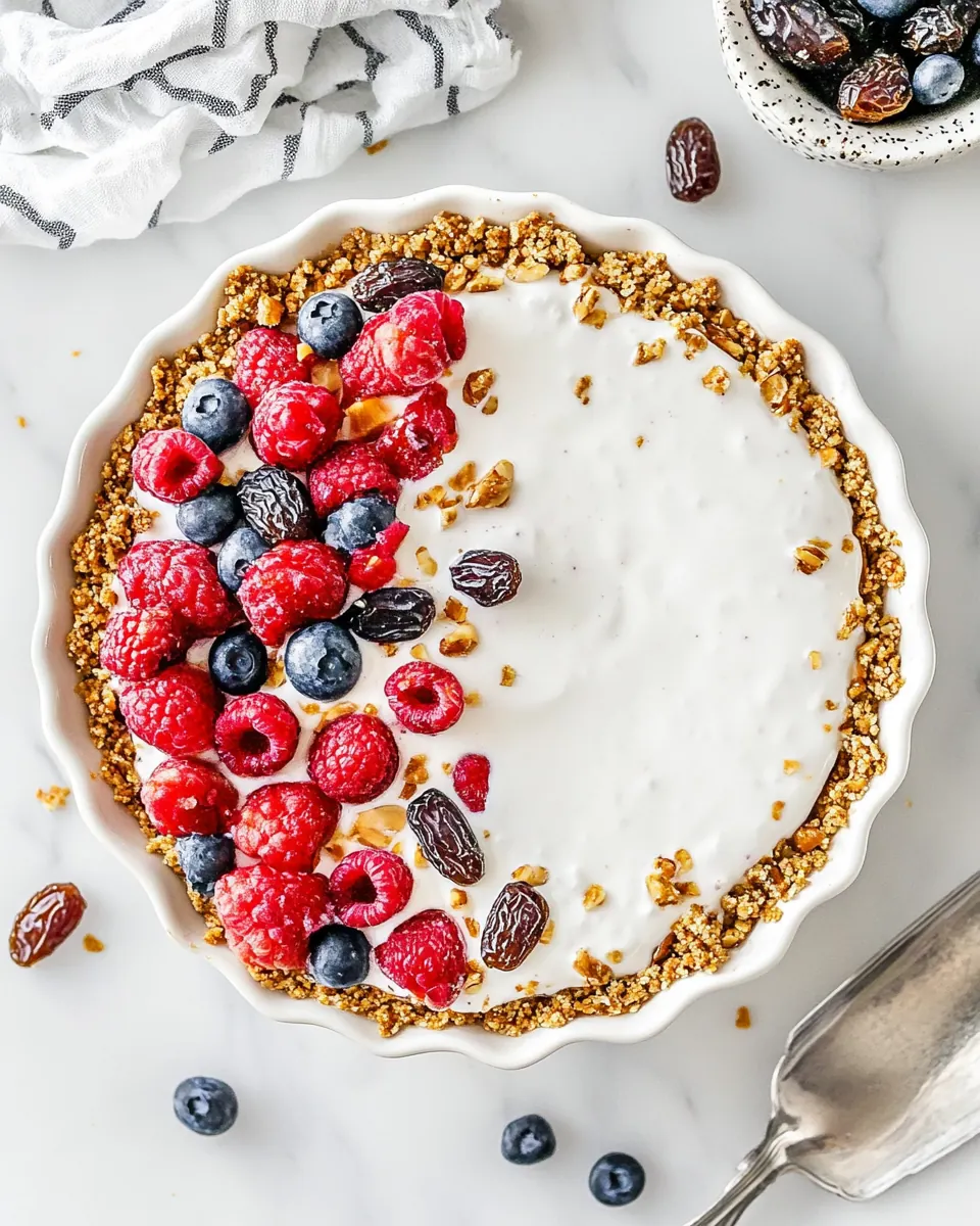 No Bake Yogurt Pie with Date Nut Crust