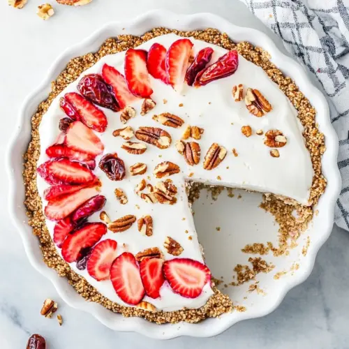 No Bake Yogurt Pie with Date Nut Crust