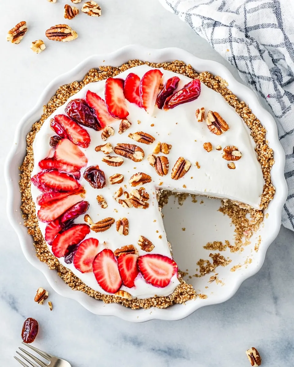 No Bake Yogurt Pie with Date Nut Crust