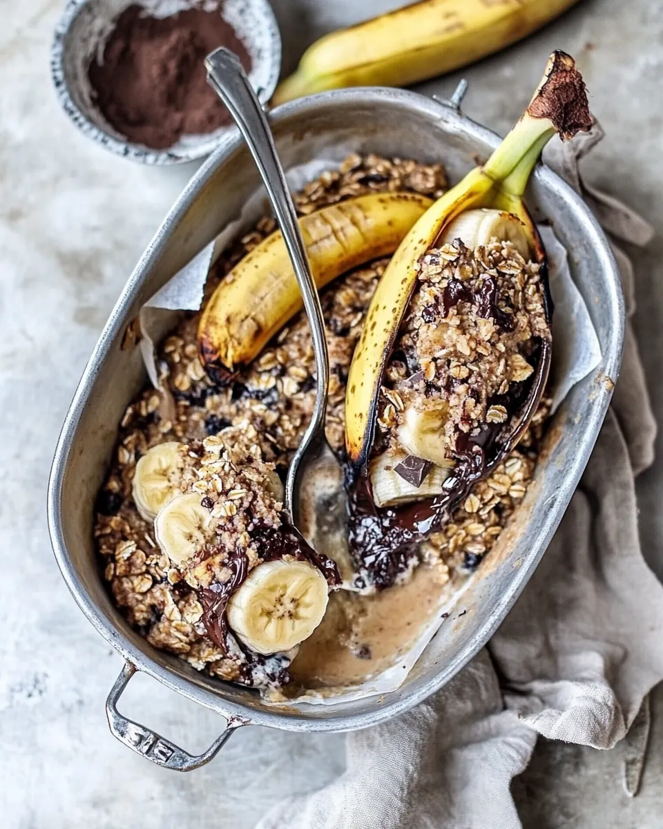 Oatmeal Chocolate Chunk Cookie Stuffed Campfire Bananas