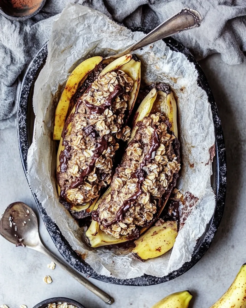 Oatmeal Chocolate Chunk Cookie Stuffed Campfire Bananas