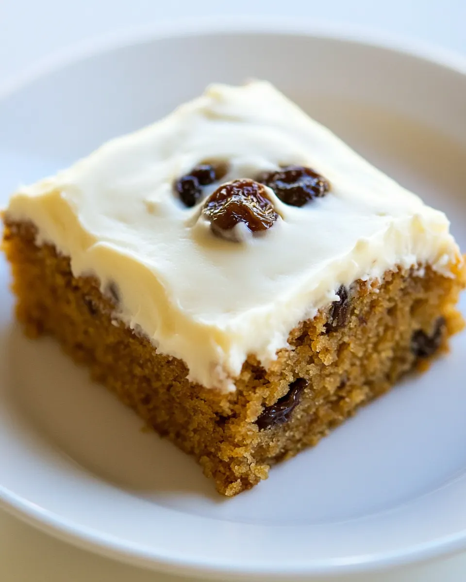 Oatmeal Raisin Snack Cake with Cream Cheese Frosting