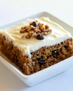Oatmeal Raisin Snack Cake with Cream Cheese Frosting