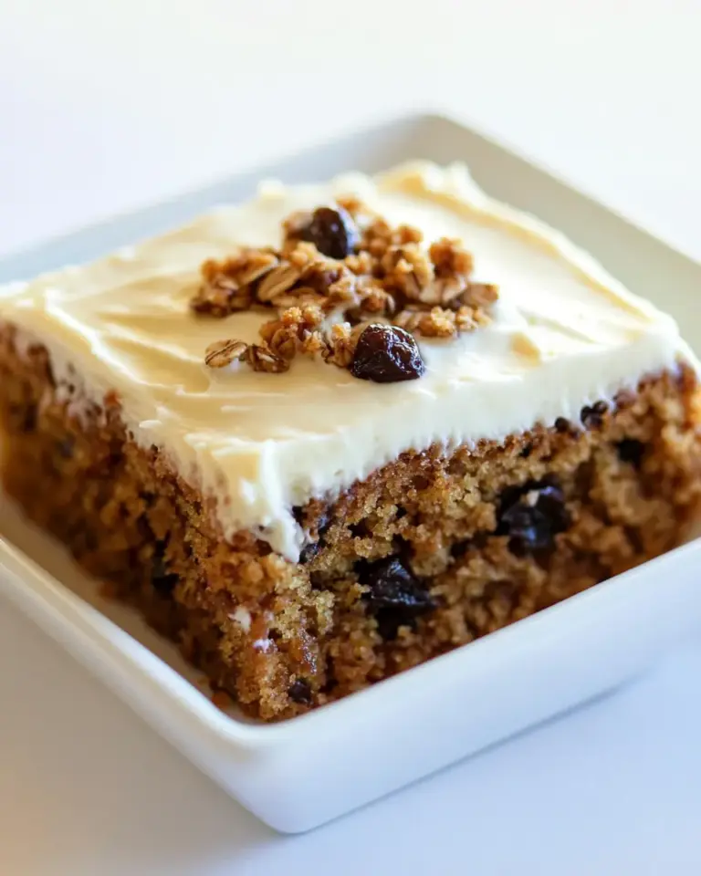 Oatmeal Raisin Snack Cake with Cream Cheese Frosting