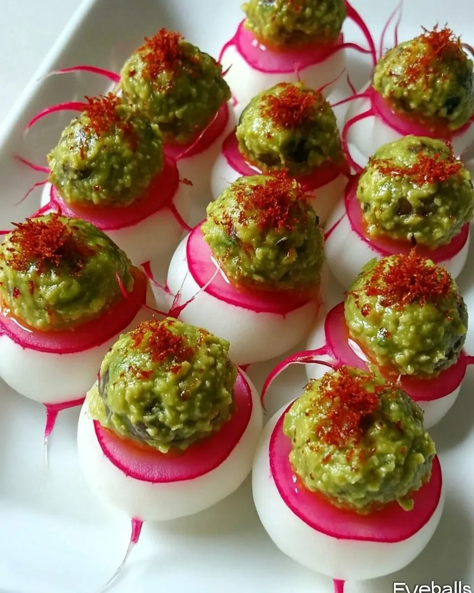 Olive Stuffed Radish Eyeballs with Guacamole