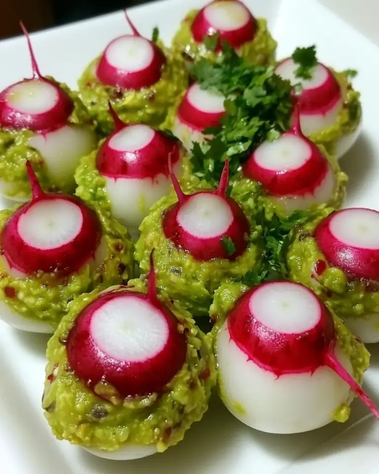 Olive Stuffed Radish Eyeballs with Guacamole