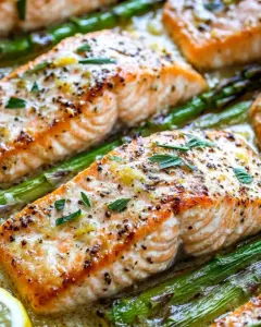 One Pan Baked Lemon Garlic Salmon and Asparagus
