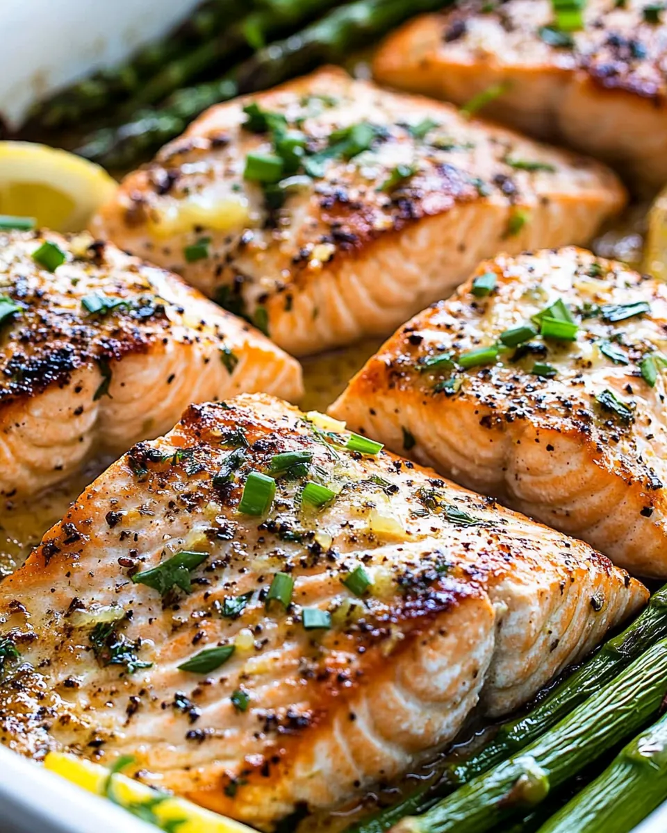 One Pan Baked Lemon Garlic Salmon and Asparagus