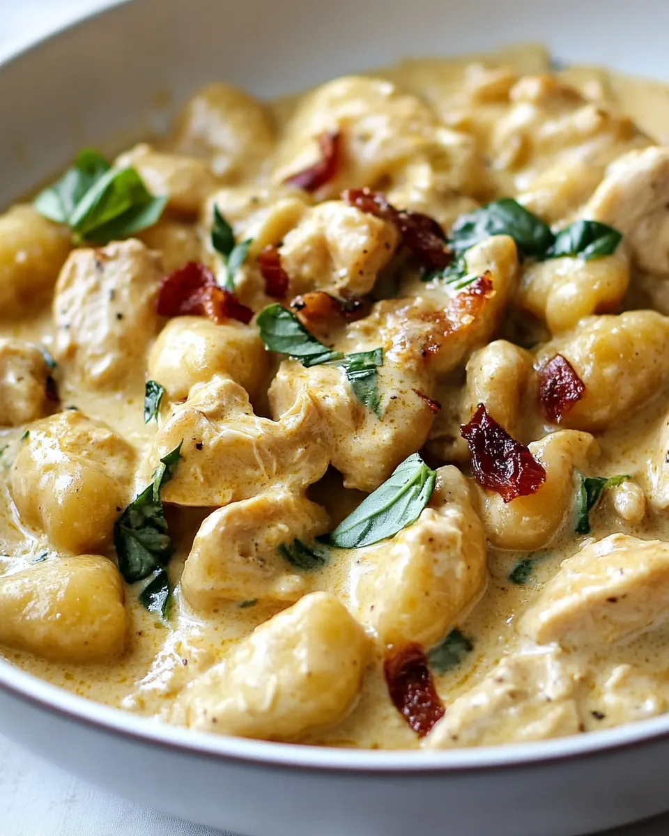 One Pan Creamy Tuscan Chicken Gnocchi