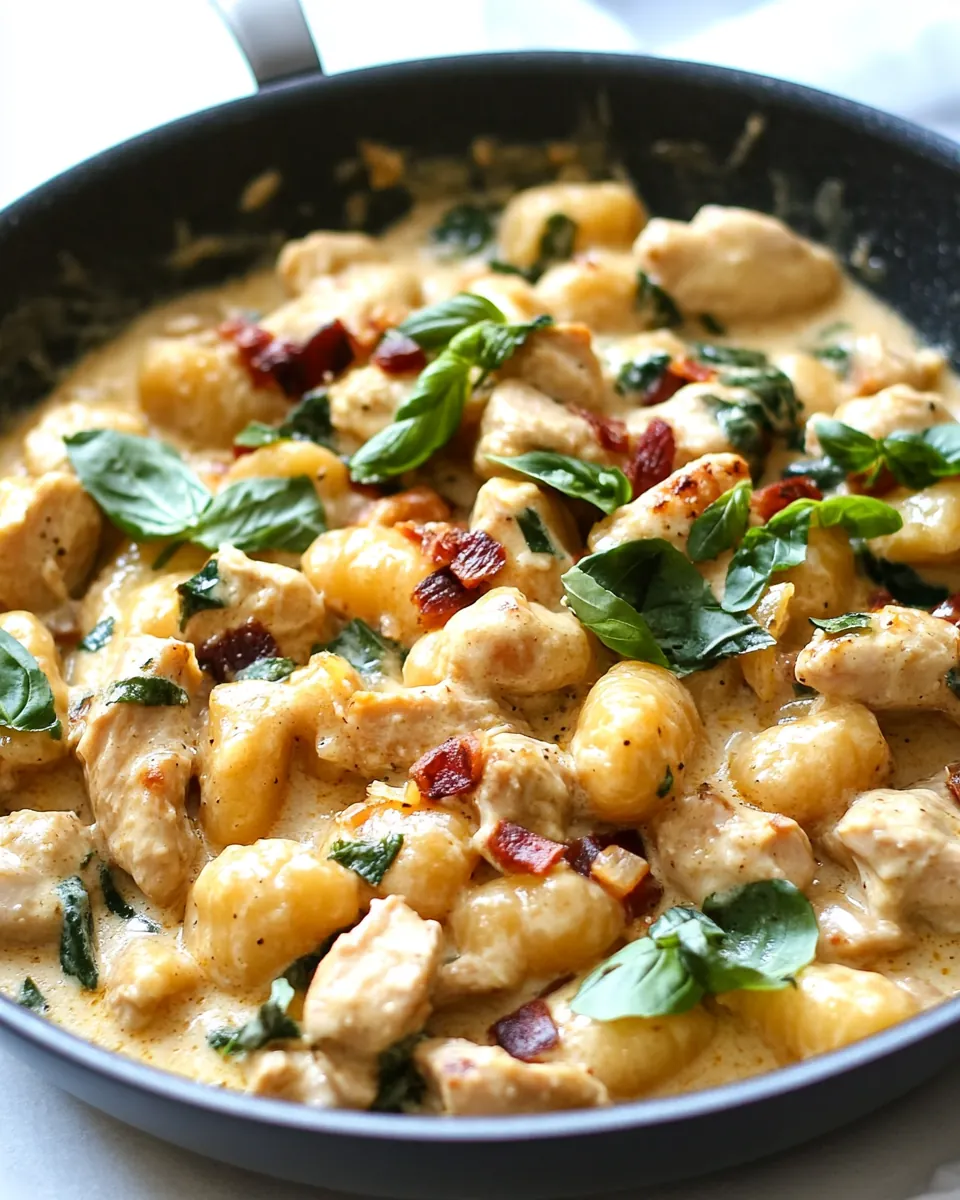 One Pan Creamy Tuscan Chicken Gnocchi