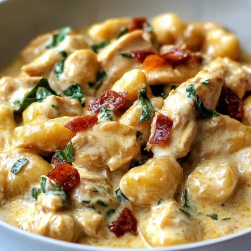 One Pan Creamy Tuscan Chicken Gnocchi