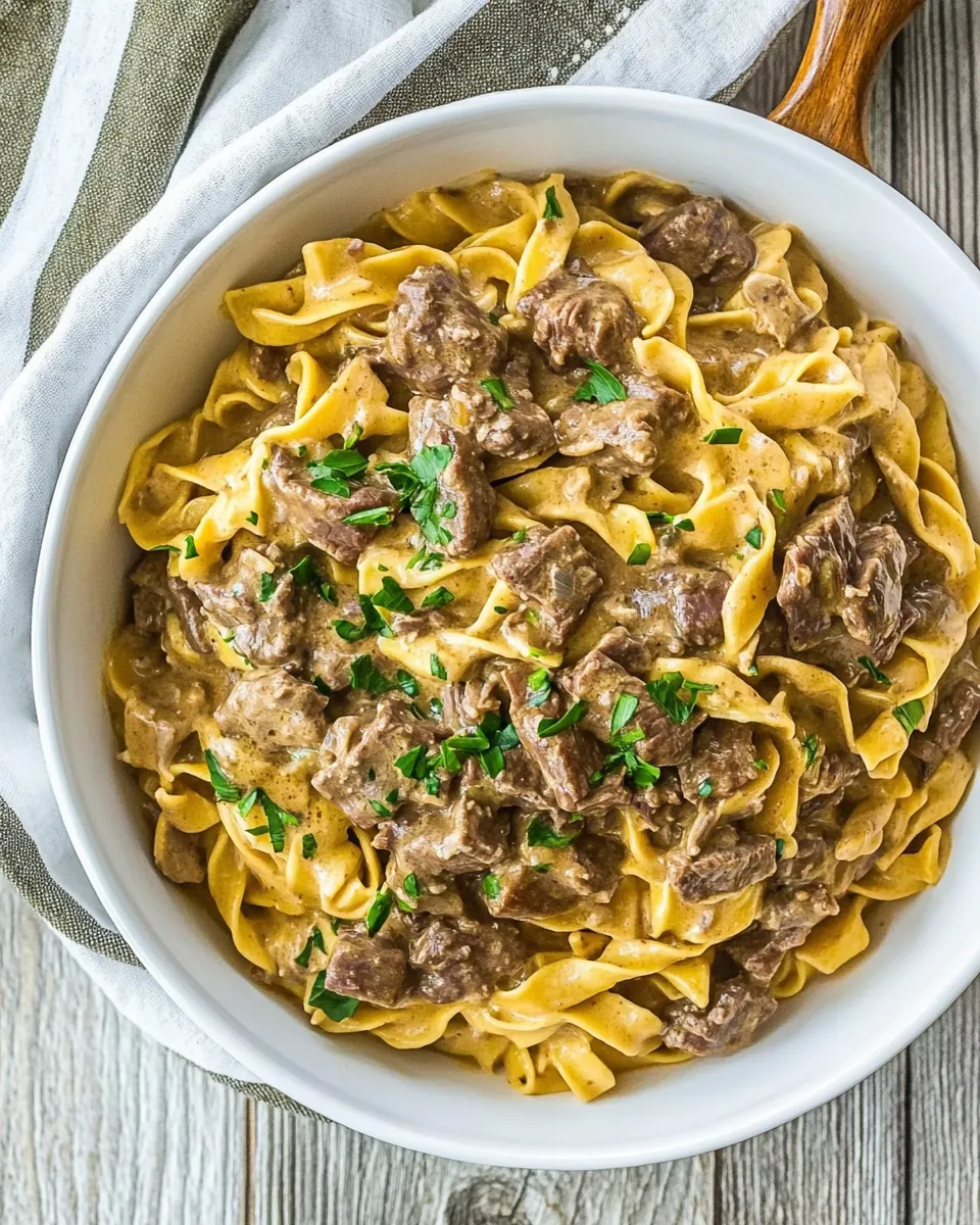 One Pot Beef Stroganoff