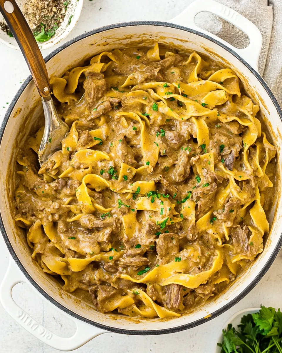 One Pot Beef Stroganoff