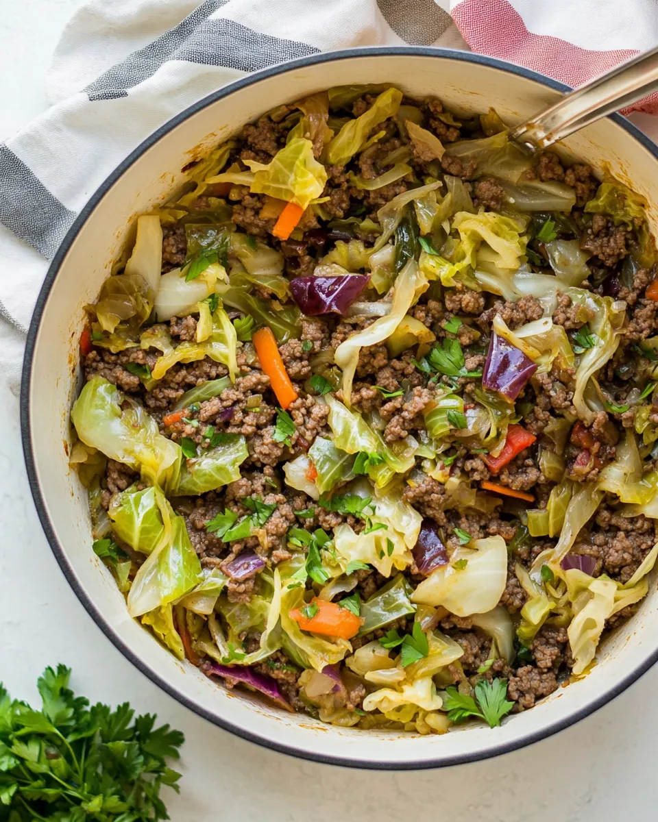 One Pot Ground Beef and Cabbage