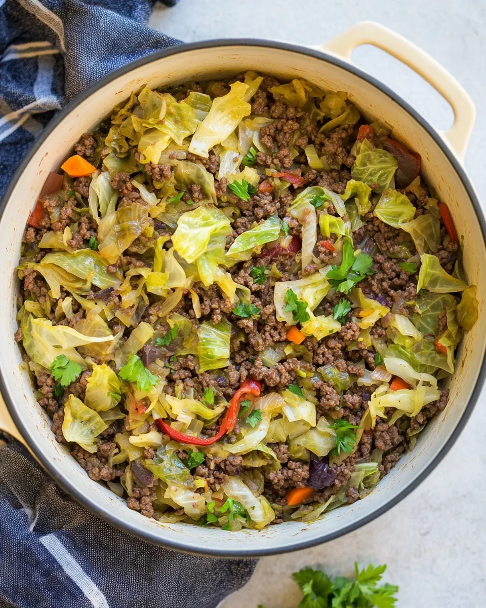 One Pot Ground Beef and Cabbage