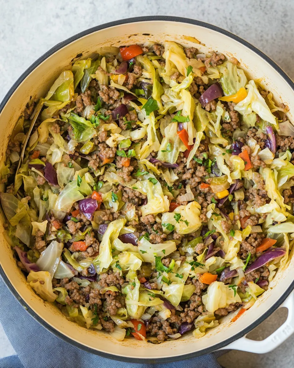 One Pot Ground Beef and Cabbage