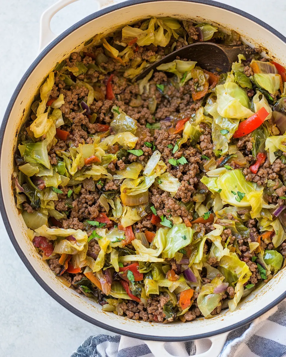 One Pot Ground Beef and Cabbage