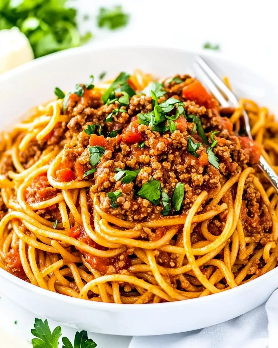 One Pot Ground Turkey Spaghetti