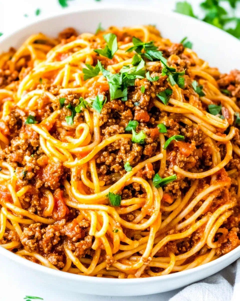One Pot Ground Turkey Spaghetti