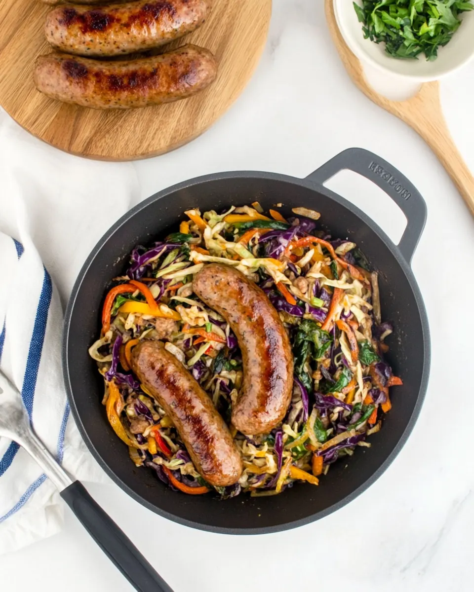 One Pot Paleo Sausage and Slaw Skillet