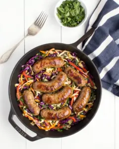 One Pot Paleo Sausage and Slaw Skillet